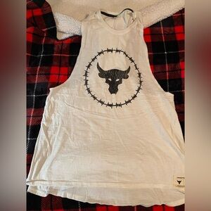 Under Armour White Performance Tank with Bull Emblem size xxl
